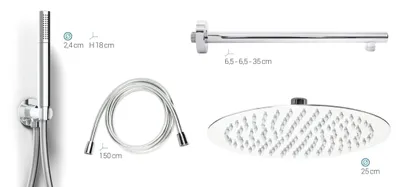 Produktbild von Duschset komplett rundes Design Edelstahl