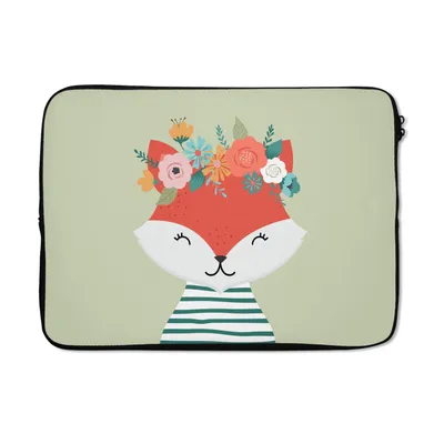 Produktbild von MuchoWow® Laptop Hülle 13 Zoll Fuchs - Sommer - Krone Laptoptasche - Laptophülle - Sleeve - Rundumschutz
