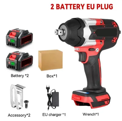 Image de Visseuse à chocs - Visseuse à chocs sans fil - 1 800 Nm - 1 500 W - Moteur sans balais - Emmanchement carré de 12,7 mm - Lampe de travail à LED - 2 batteries, prise UE