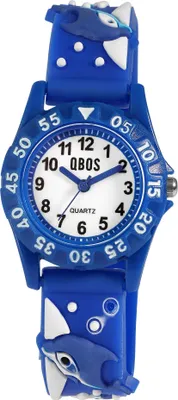 Produktbild von Qbos Kinderuhr mit Silikonband, bunt, Motiv Delfin, Ø 28 mm