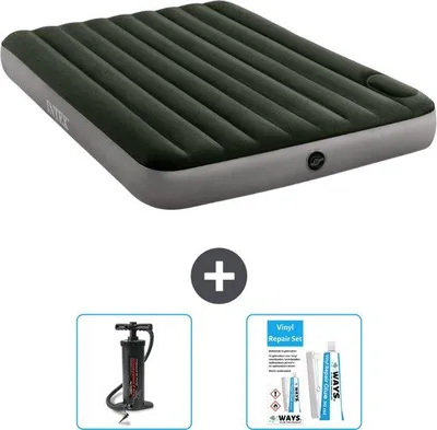 Produktbild von Luftmatratze - 2 Personen - 152 x 203 x 25 cm - Grün - Pumpe und Reparaturset