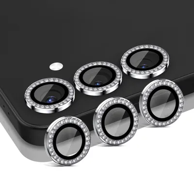 Produktbild von Kamera Linsenschutz Glas Set mit Schmucksteinen für Samsung Galaxy S25+ Schutzglas Camera Linse Schutz Panzerfolie 9H Silber