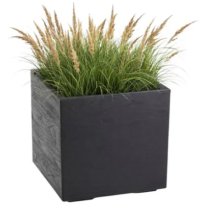 Immagine prodotto di HowHomely | Vaso per piante - Vaso da fiori - nero - 40 x 40 x 40 cm - Vaso da fiori su ruote - Effetto legno - Decorativo
