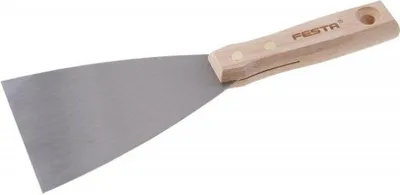 Produktbild von Spachtel 100mm mit geschliffener Stahlklinge und genietetem Holzgriff