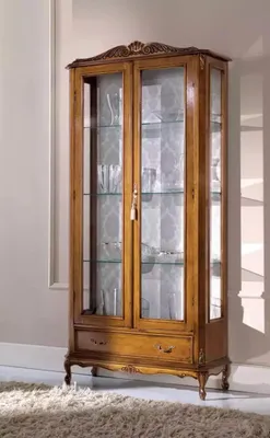 Produktbild von Glasvitrine Schränke braunem Holz Klassische Möbel Vitrine Schrank