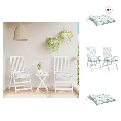 Immagine prodotto di vidaXL Cuscini per sedia, 2 pezzi, motivo a foglie, 50x50x7 cm, tessuto Oxford - Cuscini per seduta