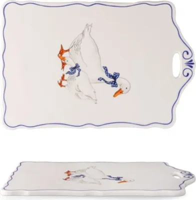 Produktbild von Schneidebrett mit Griff 27 cm, Gänse, tschechisches Porzellan, Leander