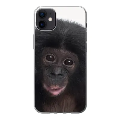 Produktbild von MuchoWow® Handyhülle Schutzhülle Hülle für iPhone 12 mini Affe - Schimpanse - Porträt - Kinder - Jungen - Mädchen Silikon Softcase Handy Hülle - Bild