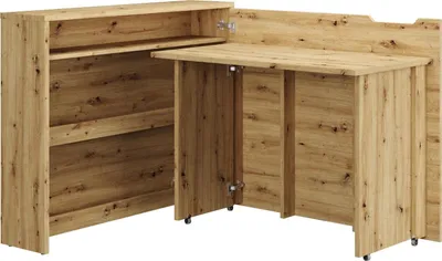 Produktbild von Klappschreibtisch LENART WORK CONCEPT CW-01P Schreibtisch Klappbar Eckschreibtisch mit Rollen Büroschreibtisch Computertisch (Farbe: Artisan Eiche, Öffnungsrichtung: Rechts)