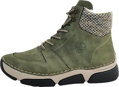 Image de Chaussures de ville Rieker pour femmes, bottes, chaussures à lacets, bottines à lacets, couleur verte, style décontracté