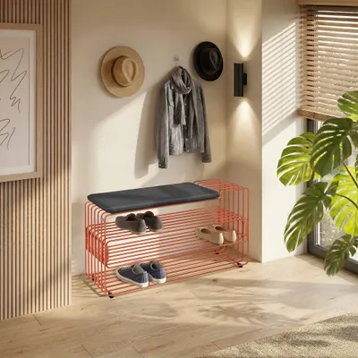 Produktbild von MyWIRE Schuhbank "Vena" mit Sitzauflage - sunset coral