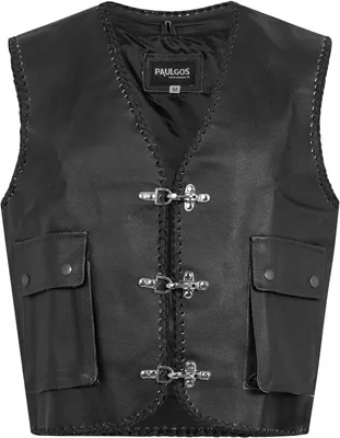 Obrázok produktu pre PAULGOS Kožená vesta - 100 % pravá koža - čierna - BW5 - k dispozícii vo veľkostiach S - 7XL