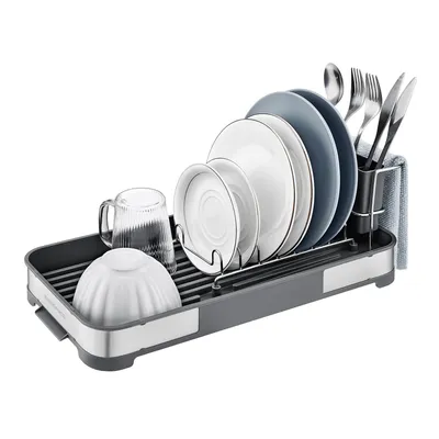 Produktbild von Abtropfgestell klein, Geschirr-Abtropfgestell für Spüle, Abtropfständer, Abtropfgitter Edelstahl, Abtropfschale
