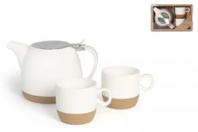 Produktbild von H&H Set, 3-teilig, Milchdesign, aus weißer Keramik, Geschenkbox
