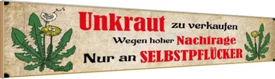 Produktbild von vianmo Holzschild 10x46 cm Unkraut verkaufen nur an Selbstpflücker Warnschild Hinweisschild