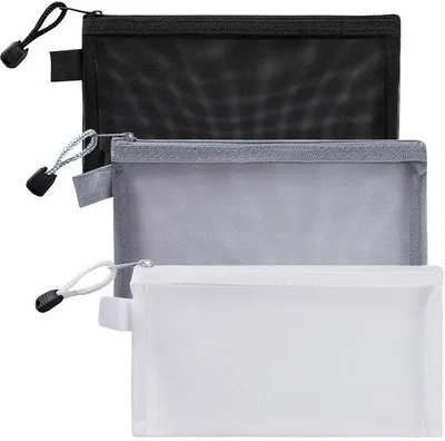 Image de Petits étuis transparents à fermeture éclair, trousse pour les fournitures scolaires, lot de 3