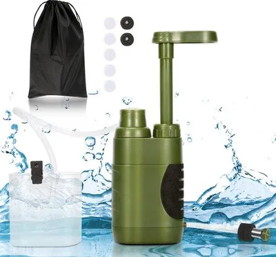 Produktbild von Tragbarer Wasserfilter Wasserreinigungspumpe mit austauschbarem Kohlenstoff 0,01 Mikron Wasserfilter, Outdoor Wasserfilter 4 Filterstufen, tragbare Outdoor Notfall- und Überlebensausrüstung - Camping, Wandern, Backpacking