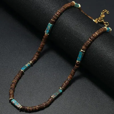 Immagine prodotto di Collana Abelardo - Elegante Accessorio Marrone e Turchese per Uomini KP34060