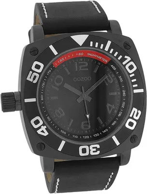 Immagine prodotto di Oozoo orologio da uomo in pelle orologio analogico al quarzo bracciale nero Timepieces D2UOC2284A