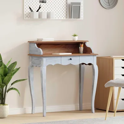 Obrázok produktu pre Maison Exclusive – Písací stôl, hnedý a biely, 80 x 40 x 92 cm, masívne drevo, mahagón