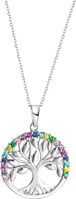 Produktbild von Zeeme Silber Halskette 925/- Sterling Silber 42+3cm weiß Zirkonia bunt 500245482