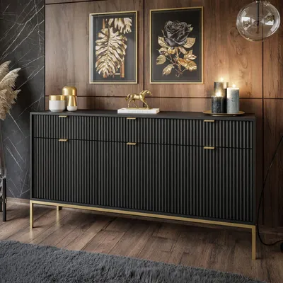 Produktbild von CORTADO GOLD Kommode KSZ154 mit 154 cm Schubladen schwarz