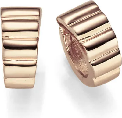 Produktbild von Paar Ohrringe Creolen 15x7,5mm aus 585 Gold Rotgold Ohrschmuck gerippt