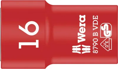 Produktbild von VDE Zyklop-Steckschlüssel-Einsatz, 16mm, 3/8" (rot/gelb, isoliert bis 1.000 Volt)
