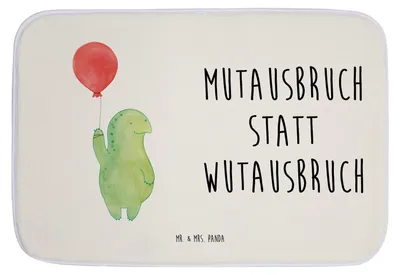 Produktbild von Mr. & Mrs. Panda Badezimmerteppich Schildkröte Luftballon - Weiß - Geschenk, Badematte, Duschvorleger, Badezimmer Matte, Motivation, Badteppich, mutig, Motivationsspruch
