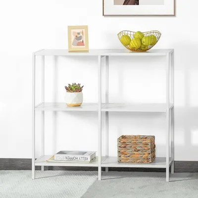 Immagine prodotto di HDANI Tavolo consolle in metallo 3 ripiani stile moderno bianco 80x25x75cm