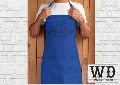 Produktbild von Grillschürze Kochschürze Chefkoch mit WUNSCHNAME Navy Schwarz