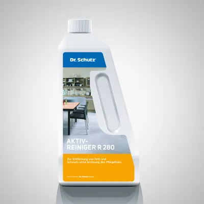 A bottle of Dr. Schutz Aktivreiniger R 280 cleaner.