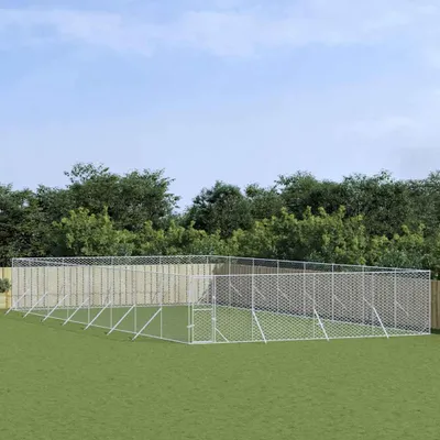 Obrázok produktu pre vidaXL Vonkajšia búda pre psov strieborná 8x16x2 m Pozinkovaná oceľ