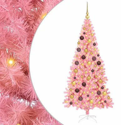 Image de Arbre de Noël vidaXL, rose, 180 cm, en PVC