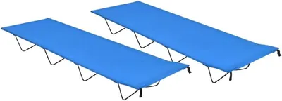 Produktbild von 2 Campingbetten, 180 x 60 x 19 cm, Oxford-Gewebe und Stahl, blau