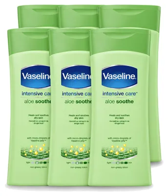 Zdjęcie produktu dla 6 x Balsam do ciała Vaseline Aloe Soothe - 200 ml - Opakowanie ekonomiczne - 6 sztuk