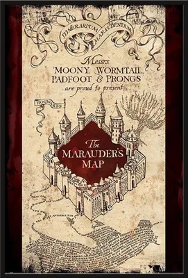 Immagine prodotto di Harry Potter - Poster - La mappa del malandrino + cornice a incastro, Shinsuke® Maxi in plastica nera, lastra in acrilico