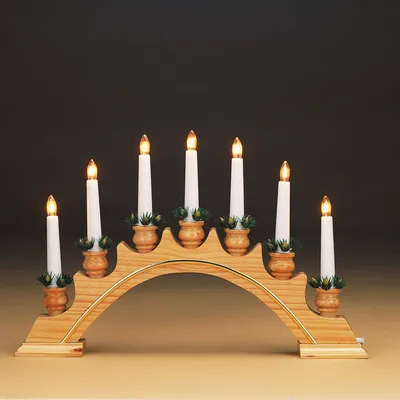 Produktbild von 7-tlg. Holzleuchter mit “Goldleiste“