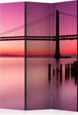 Produktbild von 3-teiliger Einseitiger Vlies Paravent - Purple Evening 135x172 cm Städte d-B-0267-z-b
