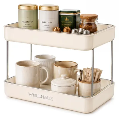 Produktbild von WELLHAUS 2 Etagen Küchen Organizer Beige Regal Ablage Gewürze