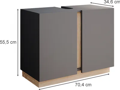 Obrázek produktu pro Základní skříňka pod umyvadlo Vicco Gloria Antracit 70.4 x 55.5 cm se 2 dvířky, Model 40884