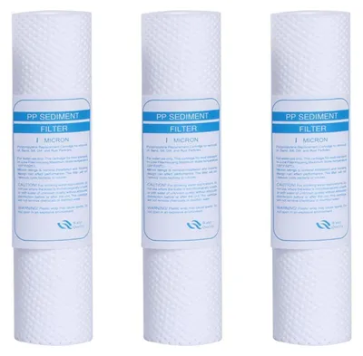Productafbeelding van Vervangingsfilters voor waterfilters, 1 micron, 3 stuks, 6,3 x 25,4 cm, PP, geschikt voor omgekeerde osmose systemen
