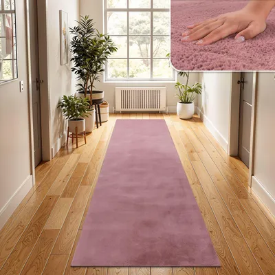 Produktbild von TT Home Wohnzimmer Teppich Hochflor Langflor Kunstfell Weich Modern Unifarben Flauschig Größe 80x300 cm