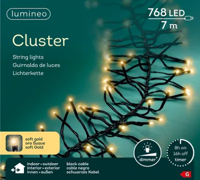 Produktbild von Lumineo LED Lichterkette Cluster schwarz 7 Meter 768 Lichter - softgold