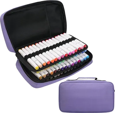 Produktbild von BOMKEE 60-Fach Marker-Organizer, große Markertasche für 60 Marker, große Aufbewahrungstasche für Marker, Etui für Stifte mit Griff