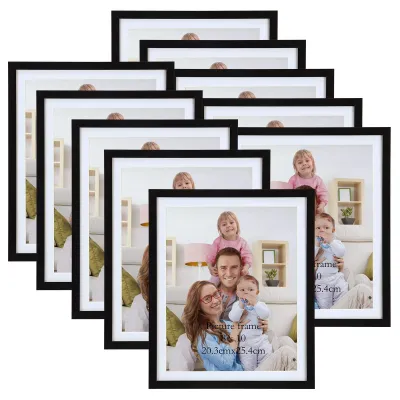 Bilderrahmen-Set 10 Stück 20x25 cm schwarz mit Passepartout