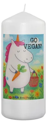 Produktbild von Mr. & Mrs. Panda Kerze Einhorn Vegan Design 19 x 8 cm - Weiß - Geschenk, Deko, Erinnerungskerze, Rohkost, Erinnerungslicht, Gesund Leben, essen, Veganismus, Blockkerze