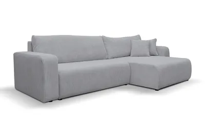 Produktbild von VENASI LUNA XL Ecksofa mit Schlaffunktion und Bettkasten Cord Schlafsofa Eckcouch Sofa Grau