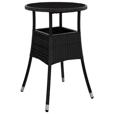 Produktbild von vidaXL Gartentisch Ø60x75 cm Hartglas und Poly Rattan Schwarz