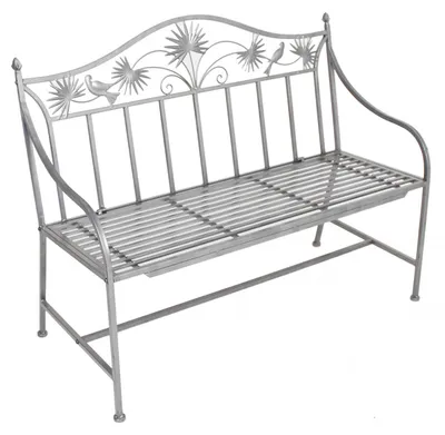 Produktbild von Gartenbank TALIN aus pulverbeschichtetem Eisen in Silber 2-Sitzer mit modernen edlen Verzierungen